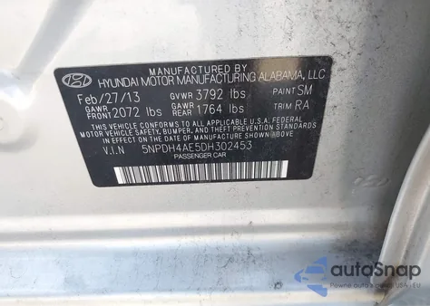 2013 Hyundai Elantra Gls из США, поврежденный, VIN 5NPDH4AE5DH302453